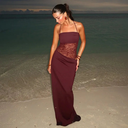 Sheer Burgundy Dress